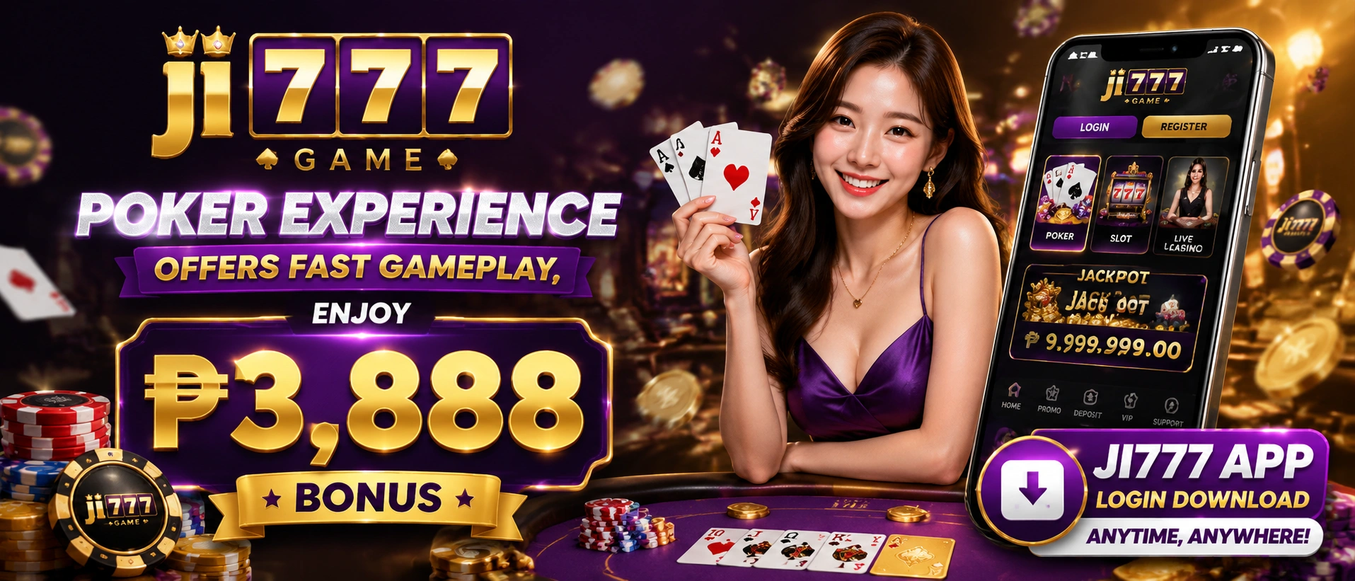 JI777 Poker banner for card games